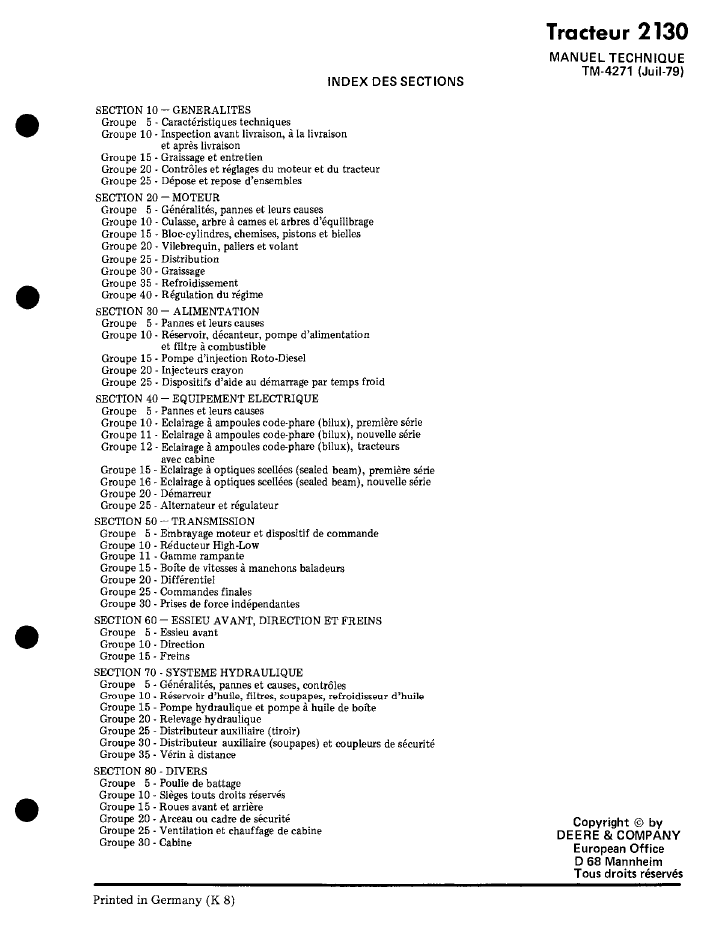 Official TM4271 Service Manual for John Deere 2130 Tractor