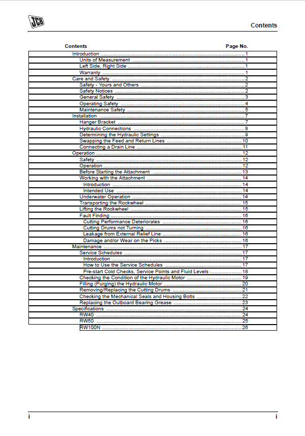 Official User Guide: JCB RW Series Rockwheel Manual PDF