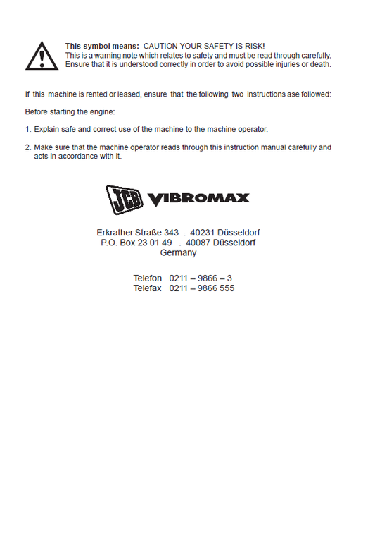 Official User Guide: JCB VMF 130 B Vibrating Plate PDF