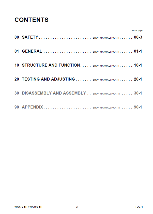 Official Workshop Repair Manual: Komatsu WA470-5H & WA480-5H Loaders