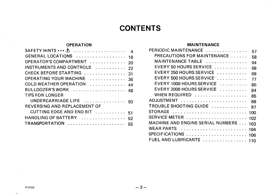 Operation and Maintenance Manual: Komatsu D20-5 Crawler Dozer SEAM101D01