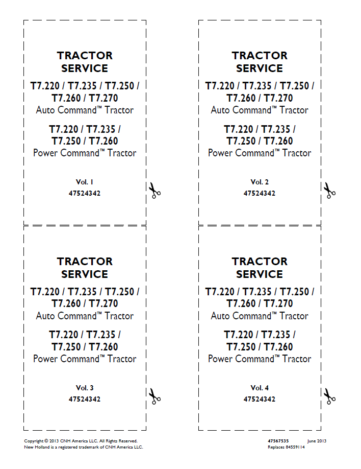 Option 1: New Holland T7 Auto & Power Command Service Manual (47567535)