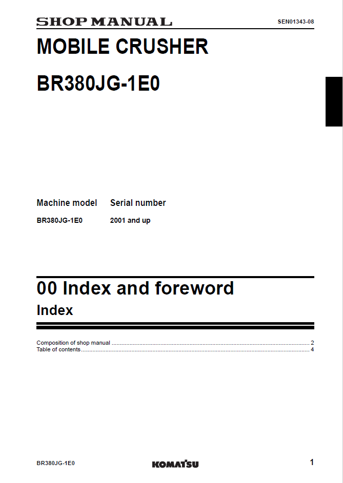 PBR380JG-1E0 Mobile Crusher Repair Manual SEN01341-08 PDF