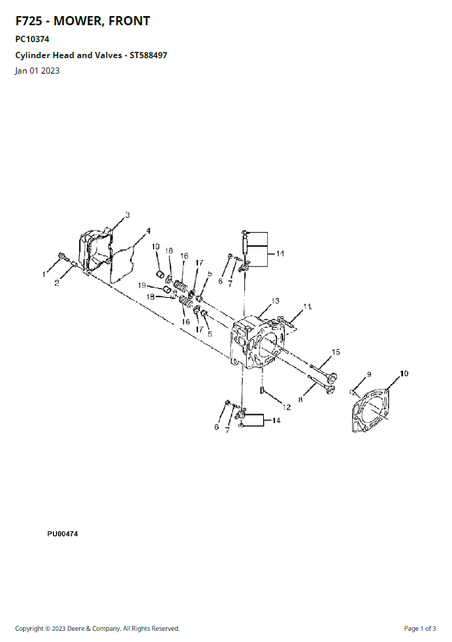 PC10374 John Deere F725 Front Mower Parts Manual PDF Download