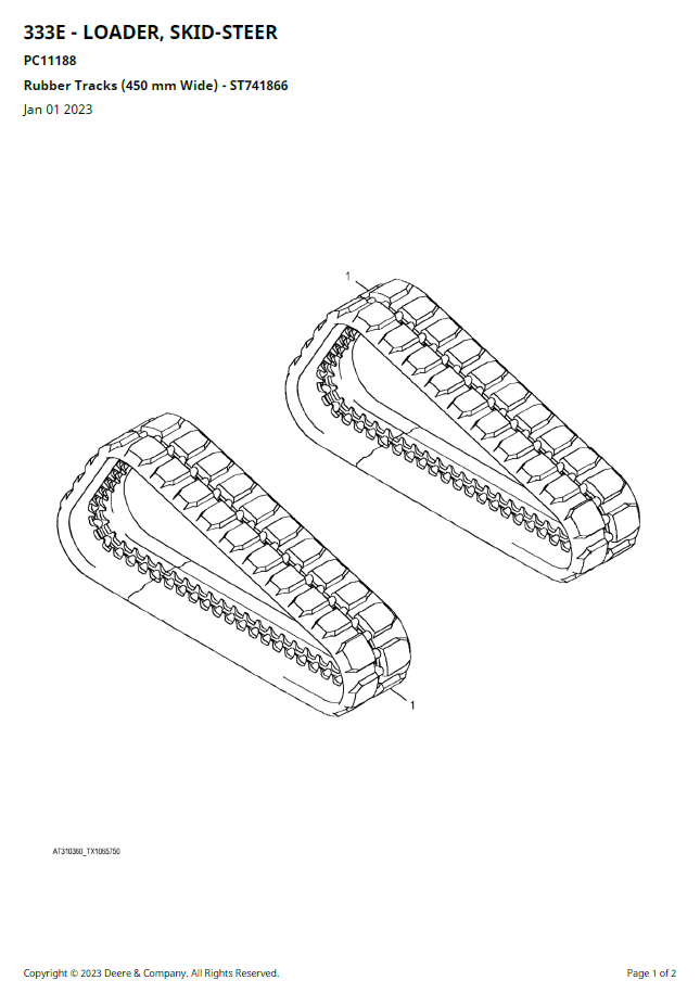 PC11188 John Deere 333E Loader Skid Steer Parts Manual PDF Download