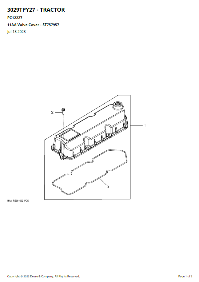 PC12227 John Deere 3029TPY27 Tractor Parts Manual PDF Download