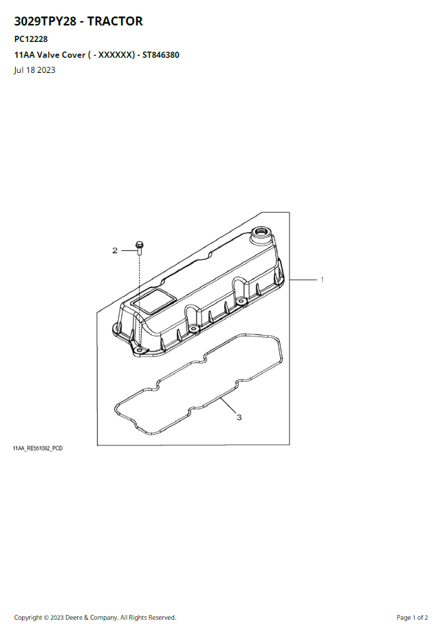 PC12228 John Deere 3029TPY28 Tractor Parts Manual PDF Download