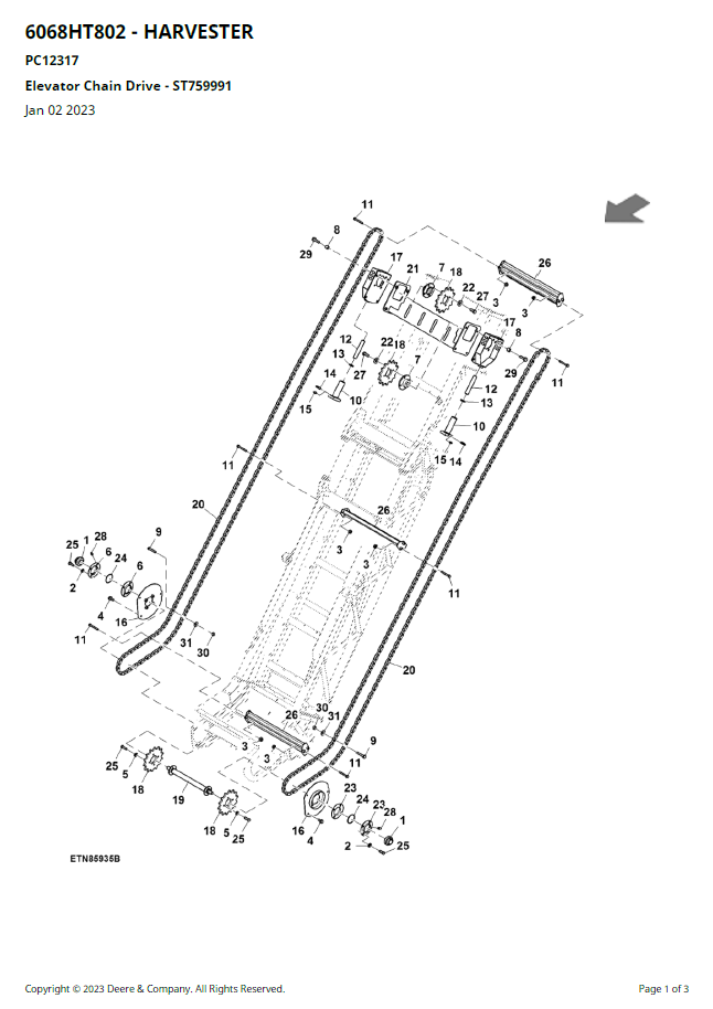 PC12317 John Deere 6068HT802 Harvester Parts Manual PDF Download