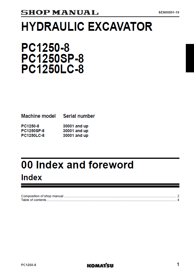 PC1250-8 PC1250SP-8 PC1250LC-8 Shop Manual SEN00889-19 PDF