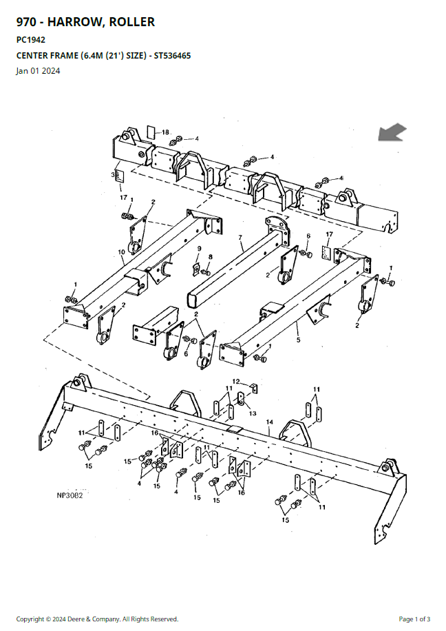 PC1942 John Deere 970 Harrow Roller Operating & Maintenance Manual