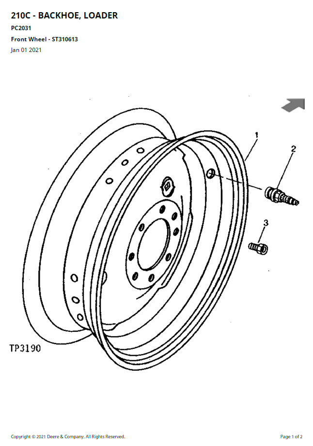 PC2031 John Deere 210C Backhoe Loader Parts Manual PDF Download