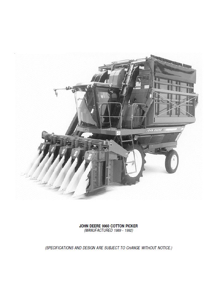 PC2260 John Deere 9960 Cotton Picker Operating & Maintenance Manual