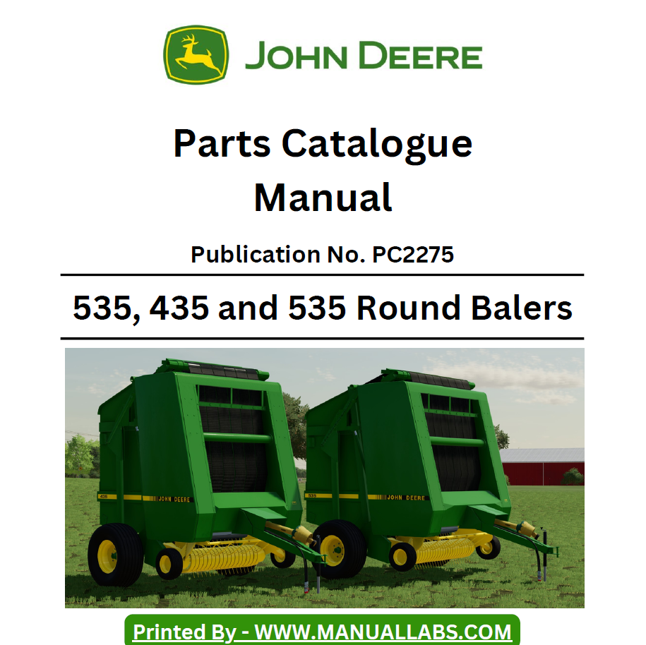 PC2275 John Deere Round Baler Parts Manual with Detailed Diagrams