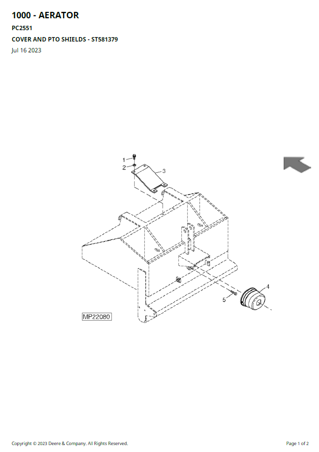 PC2551 John Deere 1000 Turf Aerator Operating & Maintenance Manual