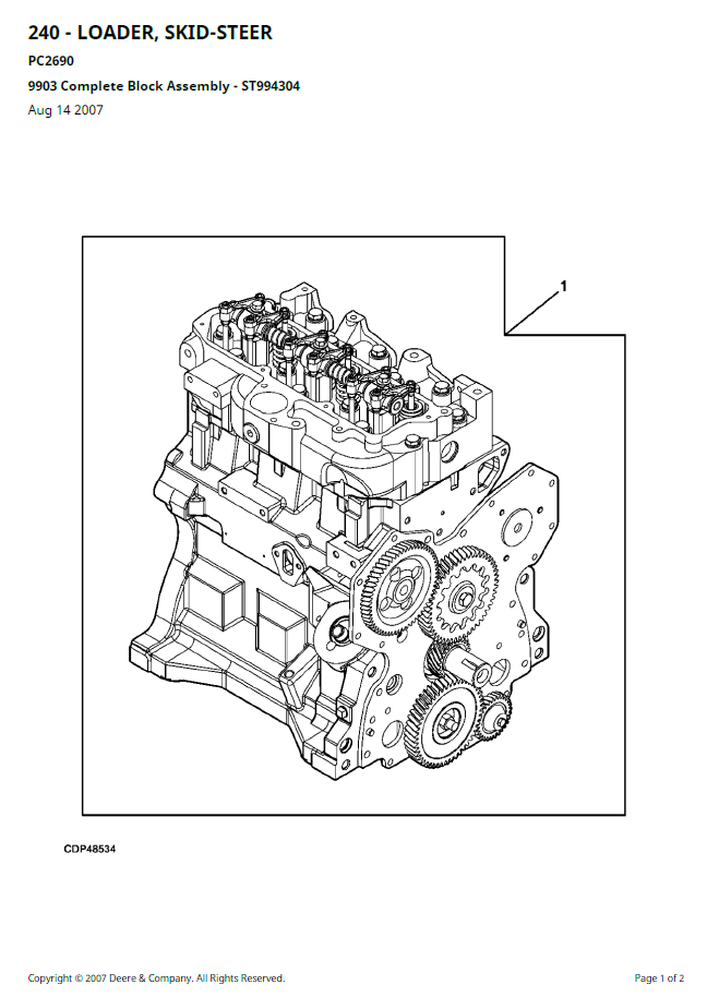 PC2690 John Deere 240 Skid-Steer Loader Repair Service Manual