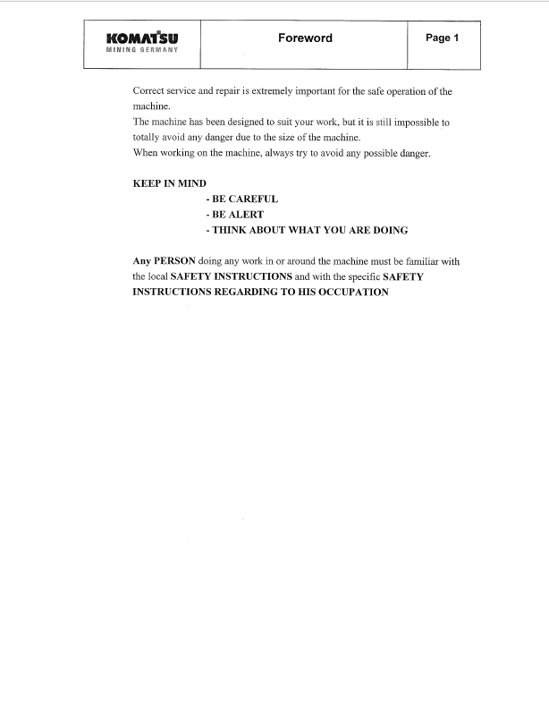 PC3000-1 Hydraulic Mining Shovel Repair Manual SMPC30006182