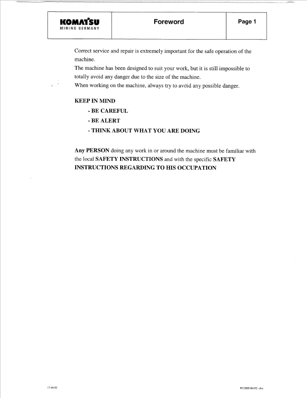 PC3000-1 Hydraulic Mining Shovel Repair Manual SMPC30006199