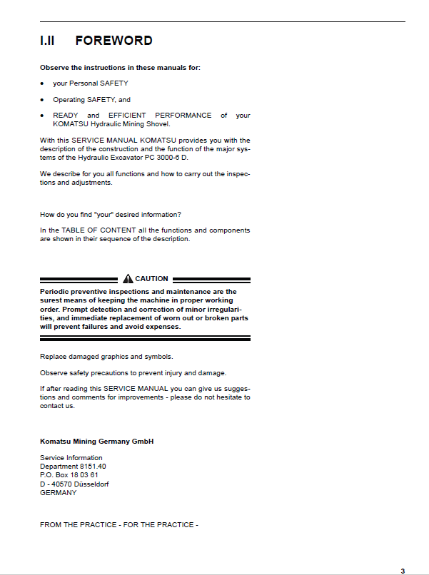 PC3000-6 Hydraulic Mining Shovel Repair Manual SMPC30006224