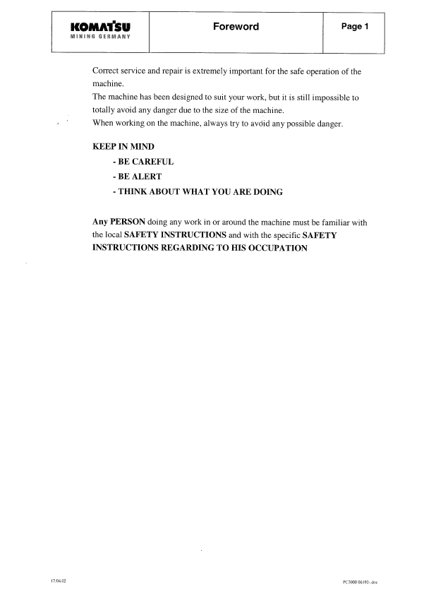 PC3000-6 Hydraulic Mining Shovel Repair Manual SMPC30006225D