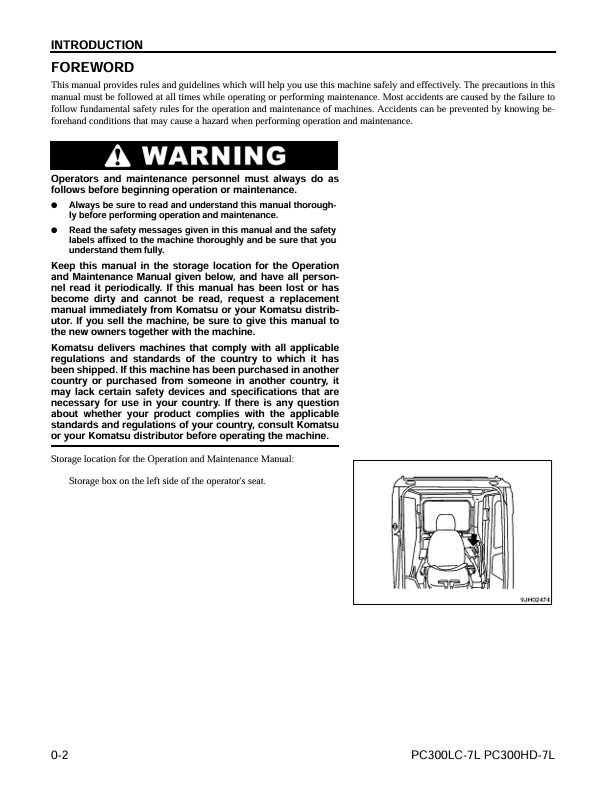 PC300LC-7L & PC300HD-7L Komatsu Operation Manual PDF