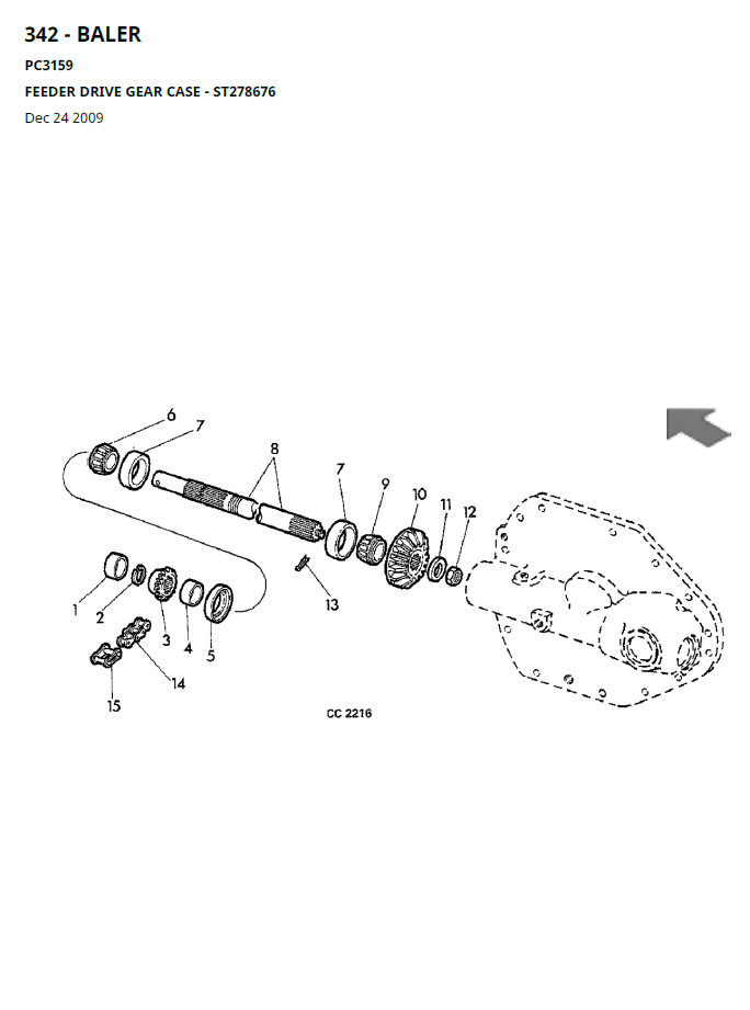 PC3159 John Deere 342 342T/WS 346 346T/WS Baler Parts Manual
