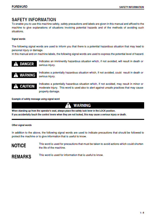 PC35MR-2 Excavator Operation Manual SEAM060100T PDF