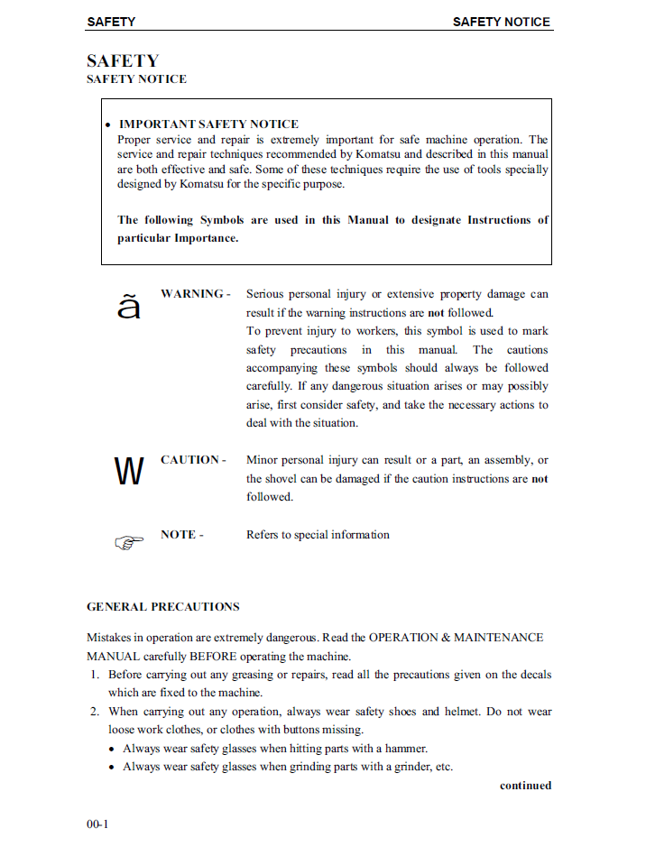 PC4000-6 Hydraulic Mining Shovel Repair Manual SMPC40008155D