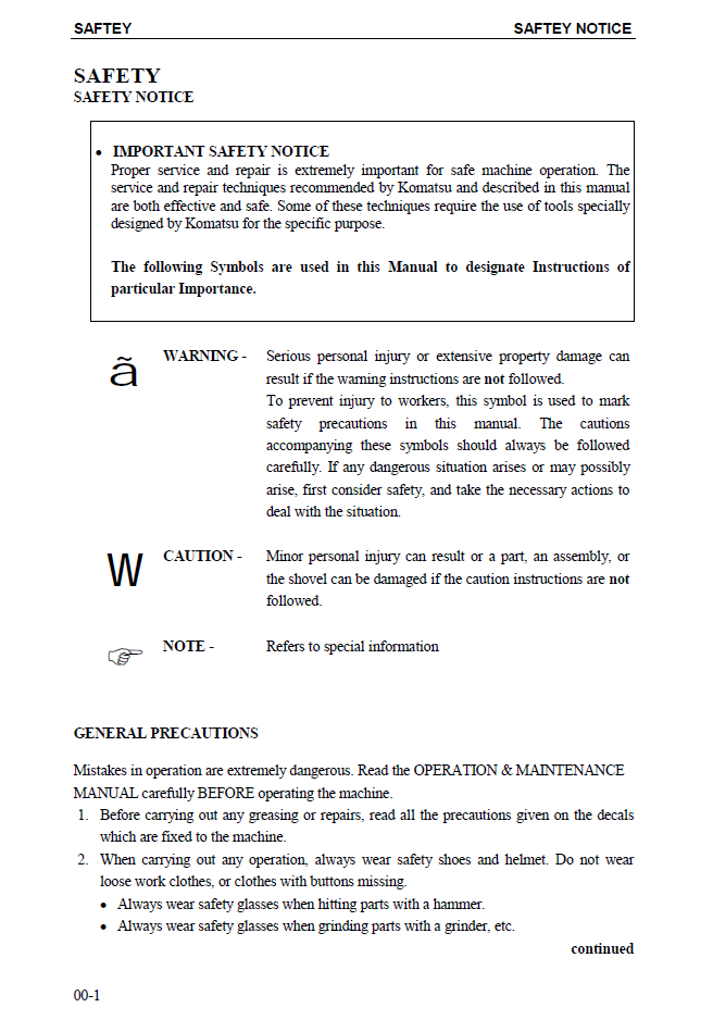 PC4000-6 Hydraulic Mining Shovel Repair Manual SMPC40008170