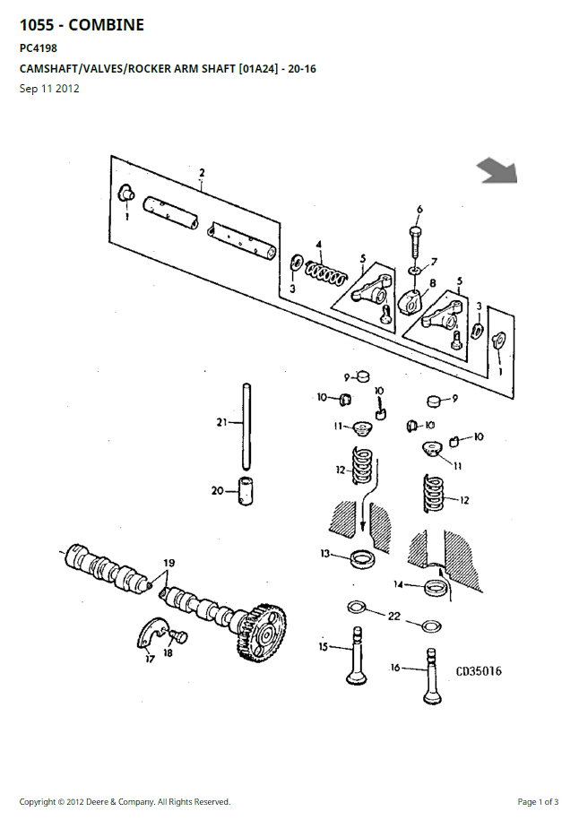 PC4198 John Deere 1055 Combine Operating & Maintenance Manual