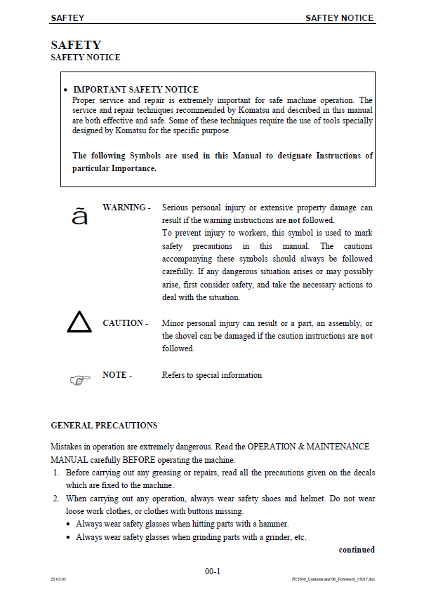 PC5500-6 Hydraulic Mining Shovel Repair Manual SMPC550015023D