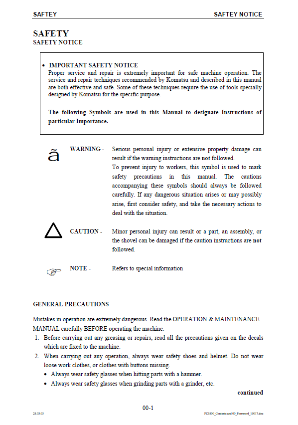 PC5500-6 Hydraulic Mining Shovel Repair Manual SMPC550015025D