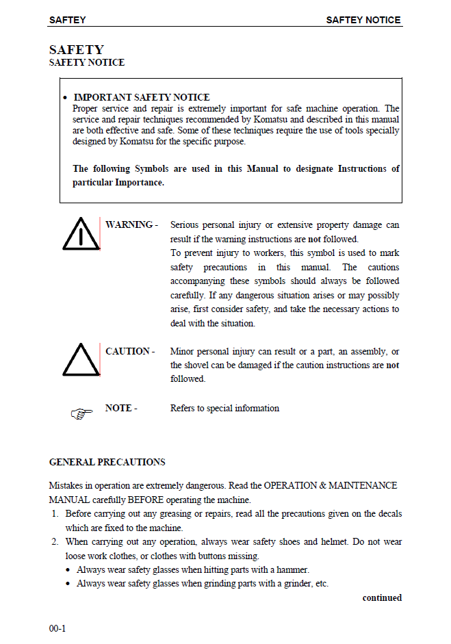 PC5500-6 Hydraulic Mining Shovel Repair Manual SMPC550015032
