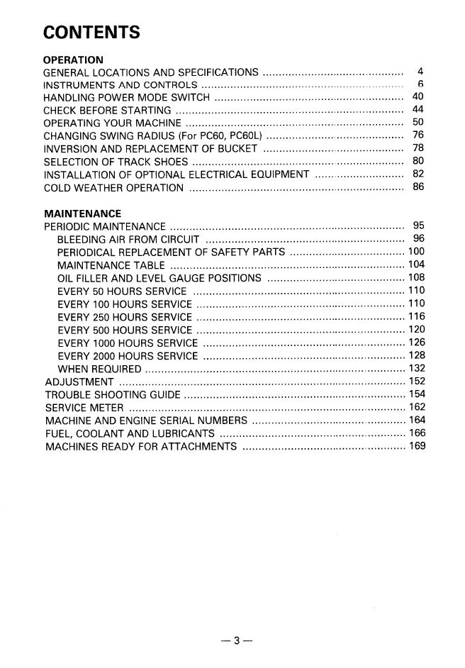 PC60-6 PC60L-6 PC90-1 Excavator Manual SEAM02010604 PDF