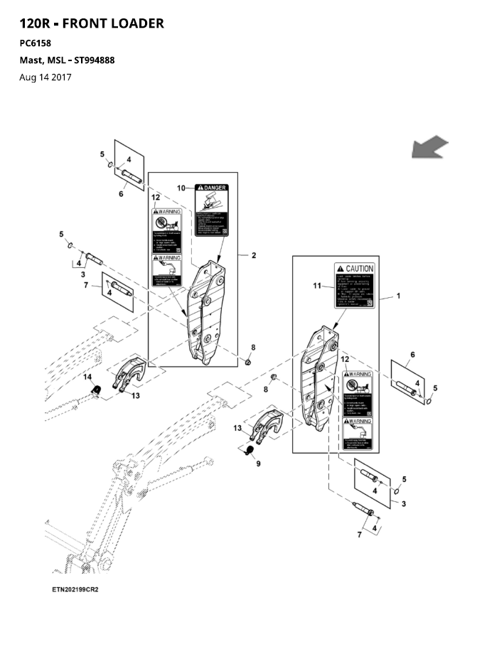 PC6158 John Deere 120R Front Loader Parts Manual PDF Download