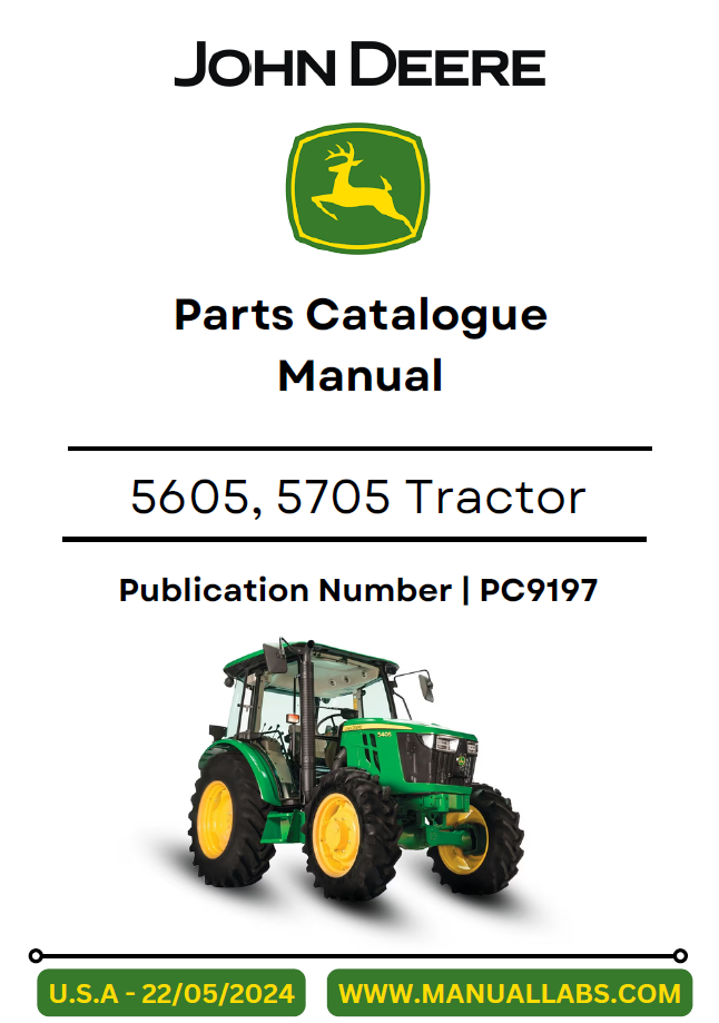 PC9197 John Deere 5605 5705 Tractor Parts Manual with Diagrams