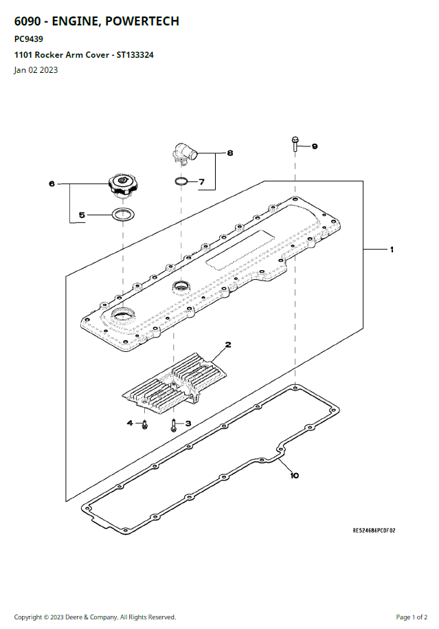 PC9439 John Deere 6090 PowerTech Diesel Engine Operating Manual