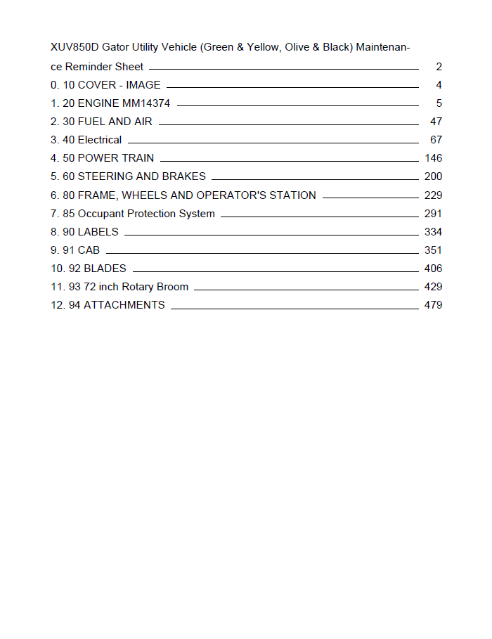 PC9619 John Deere XUV 850D Gator Parts Manual PDF Download