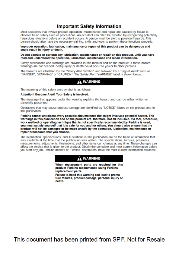 Perkins 400C Diesel Engine Operation and Maintenance Manual PDF