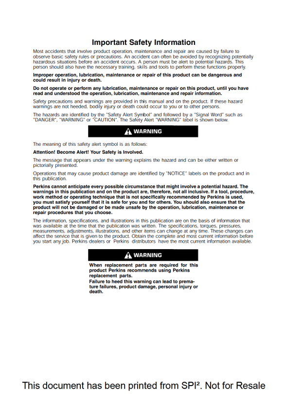 Perkins 400 Industrial Diesel Engine Specifications for JCB