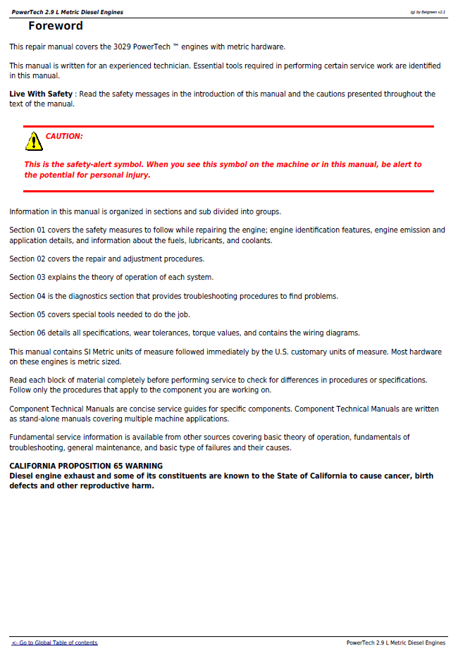 PowerTech 2.9L Metric Diesel Engine Component Manual – John Deere CTM124619