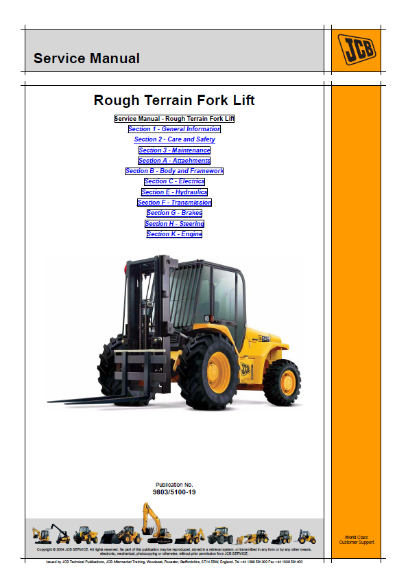 Professional JCB Rough Terrain Forklift Service & Repair