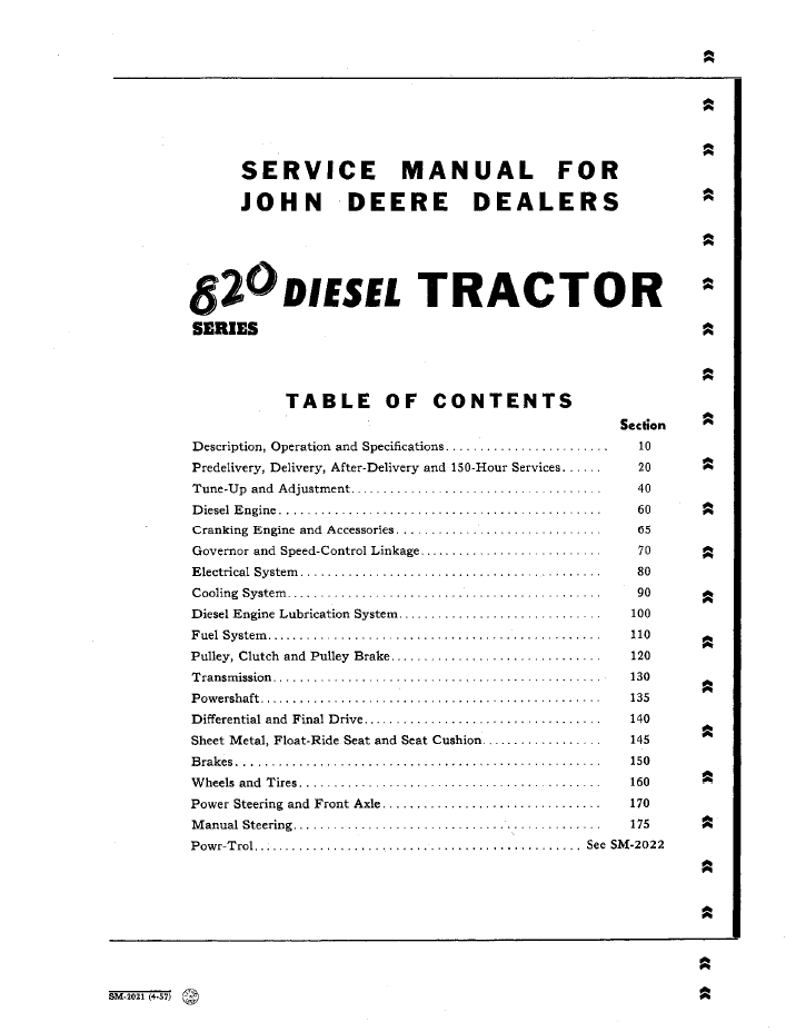 SM2021 John Deere 820 Diesel Tractor Workshop & Maintenance Manual