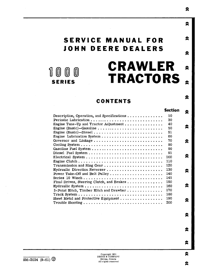 SM2034 John Deere Crawler Tractor Repair & Maintenance Manual