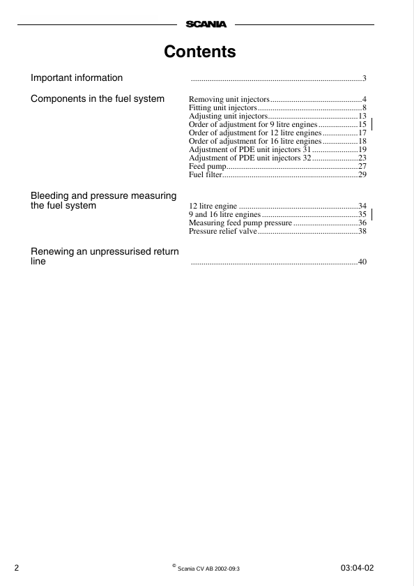 Scania PDE Unit Injector Fuel System – Complete Work Description