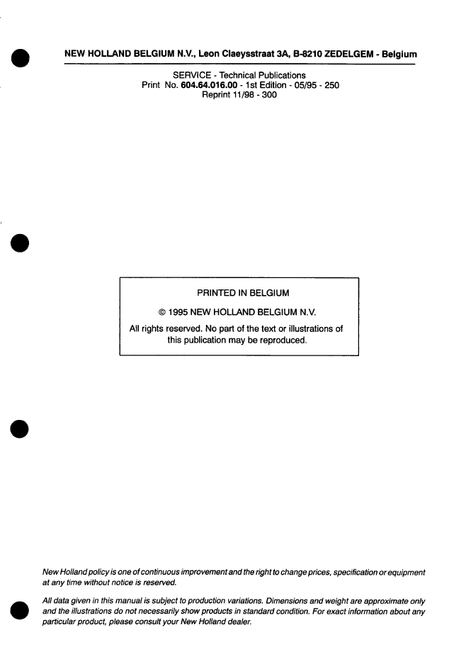 TF76 TF78 Combine Workshop Service Manual 604.64.016.00 New Holland