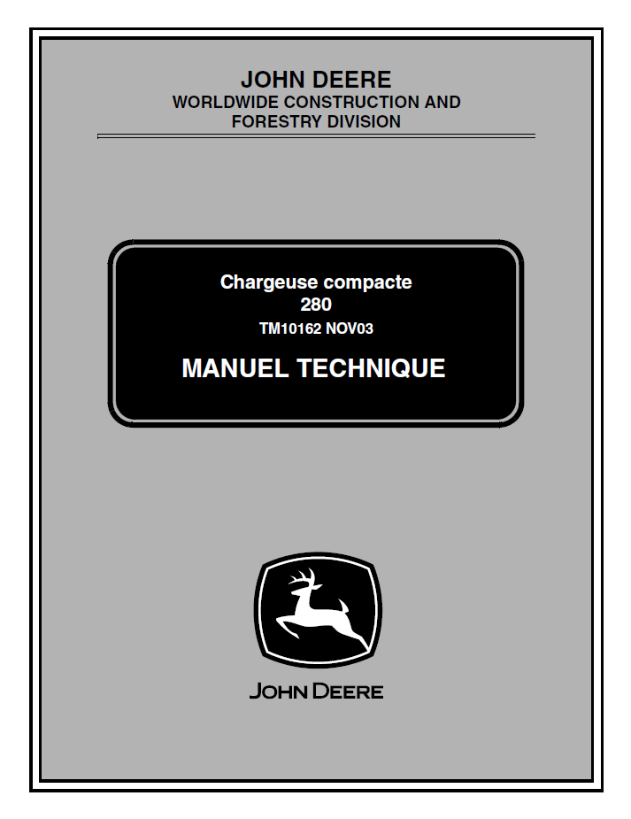 TM10162 John Deere 280 Compact Loader Service Technical Manual PDF