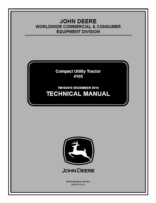 TM102419 John Deere 4105 Compact Utility Tractor Service Manual