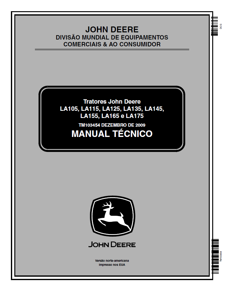 TM103454 John Deere LA105-LA175 Tractor Service Repair Manual PDF
