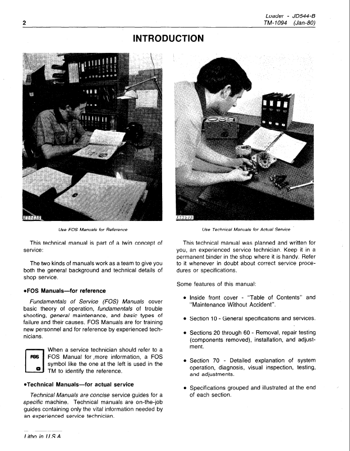 TM1094 JD544B Wheel Loader Repair, Maintenance & Service Manual