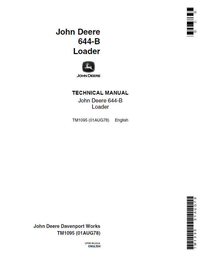 TM1095 John Deere 644B Wheel Loader Service Technical Manual